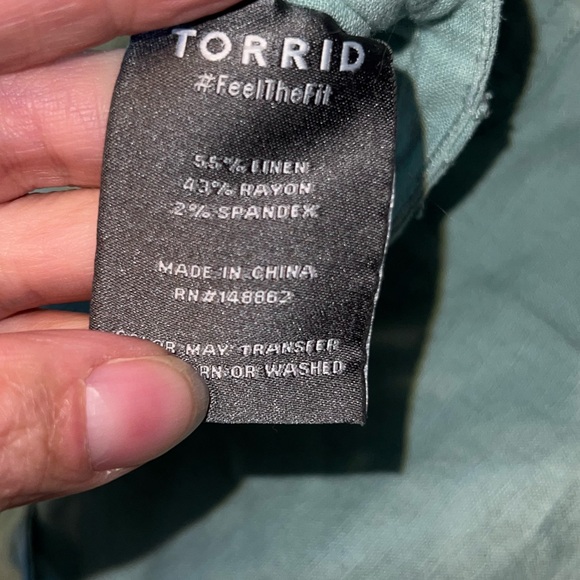 Women's Torrid Mint Green Linen Blend Shorts | Size 26 | Plus Size Summer Casual - Picture 3 of 5